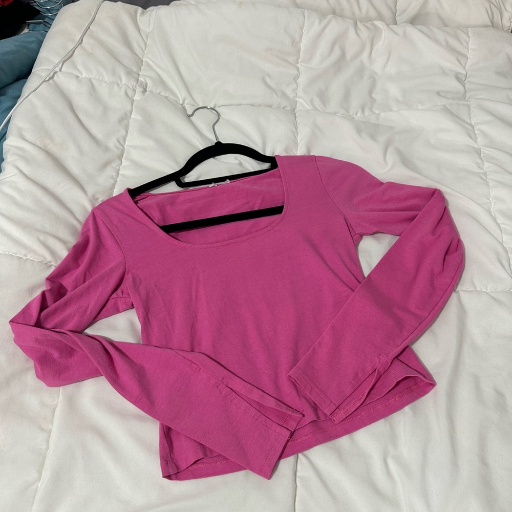 H&M Pink Crop Fitted Blouse
